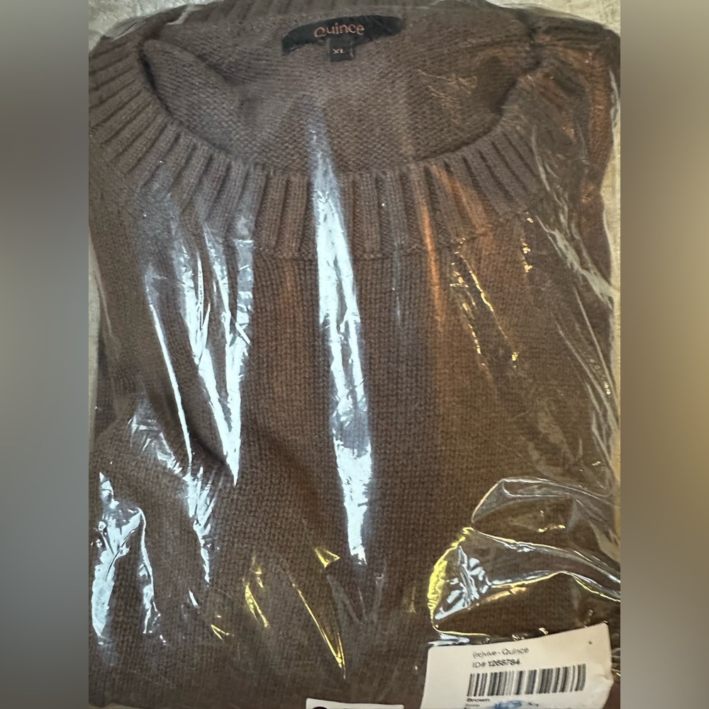 Quince Mongolian Cashmere Oversized Crew Neck Sweater in Brown Size XL - Picture 9 of 16